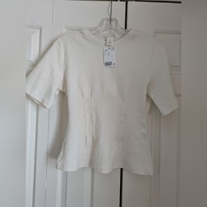 H&M Classic Cream Short Sleeve Shirt